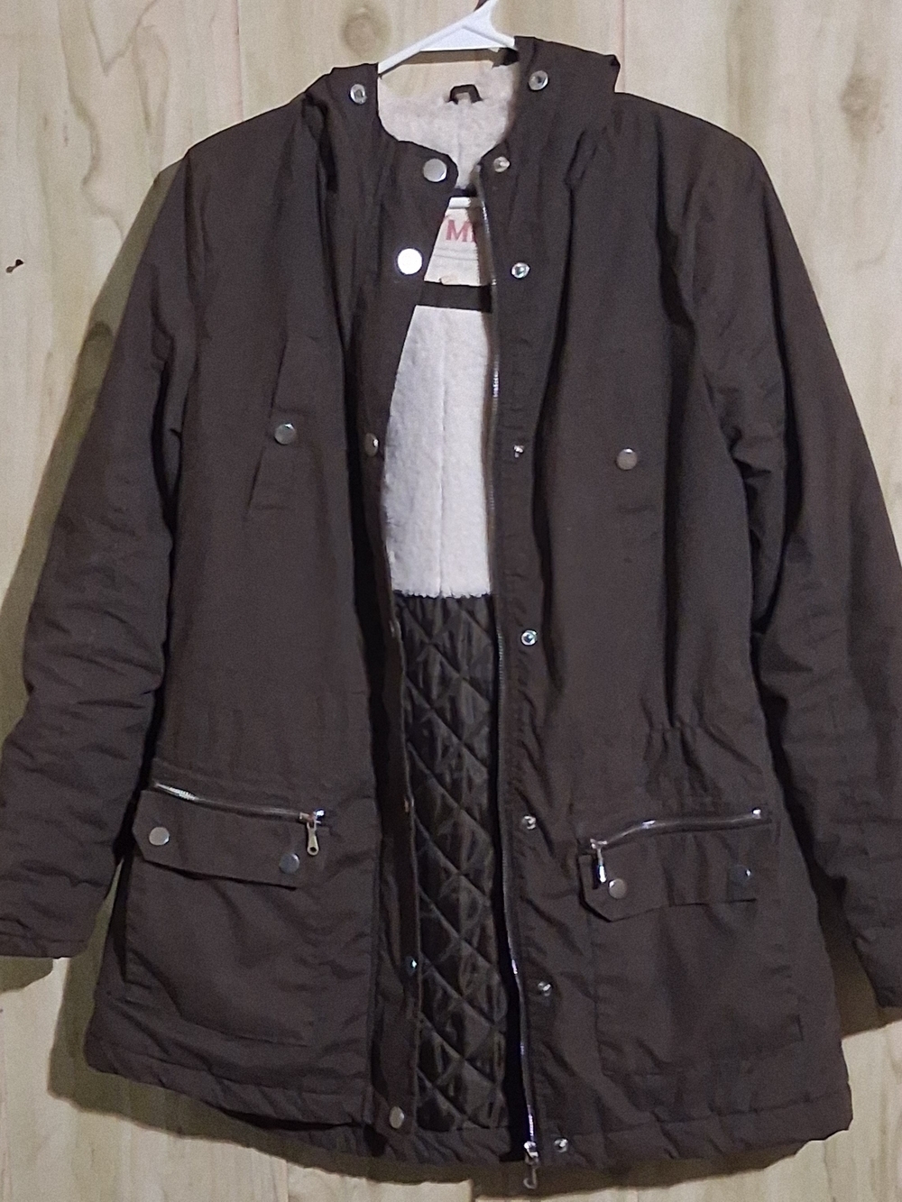 YMI Brown Utility Jacket with Hood and Zip Pockets